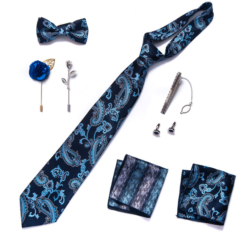 8 pezzi Set di cravatte classiche da uomo in seta Paisley Stripe per uomo Confezione regalo | LB202