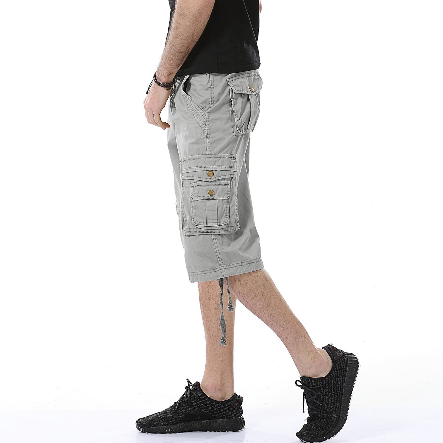 Pantaloncini cargo multitasche versatili in twill da uomo-A082