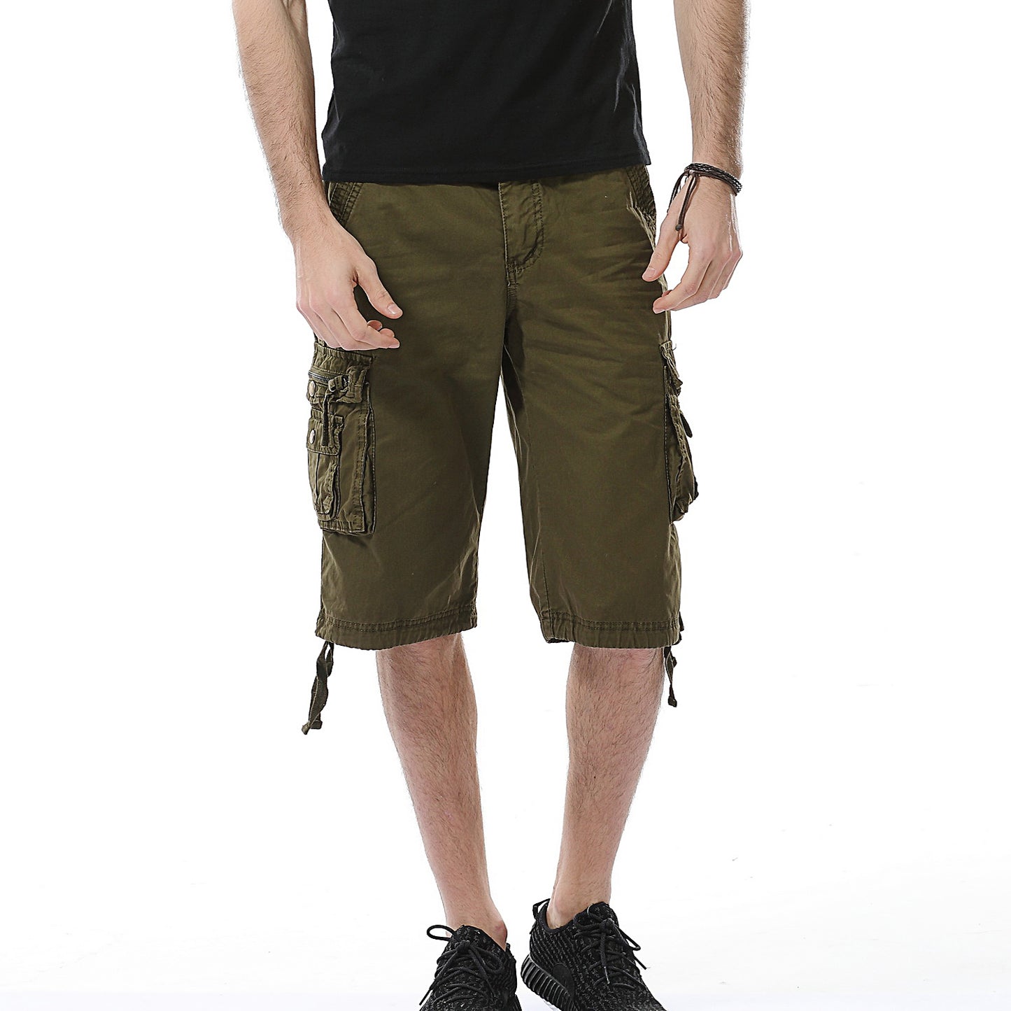 Pantaloncini cargo multitasche versatili in twill da uomo-A082