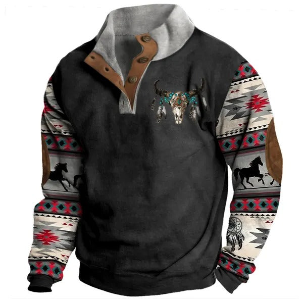 Sweat-shirt à col montant style cowboy pour homme | 51MA
