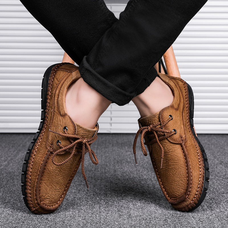 Men's Genuine Leather Lace-Up Casual Shoes Leisure Footwear | 88139