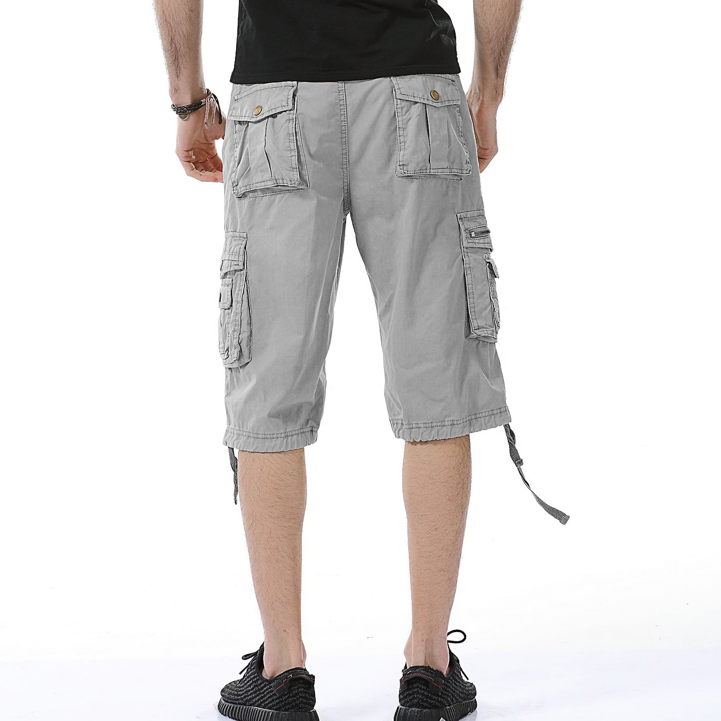 Pantaloncini cargo multitasche versatili in twill da uomo-A082