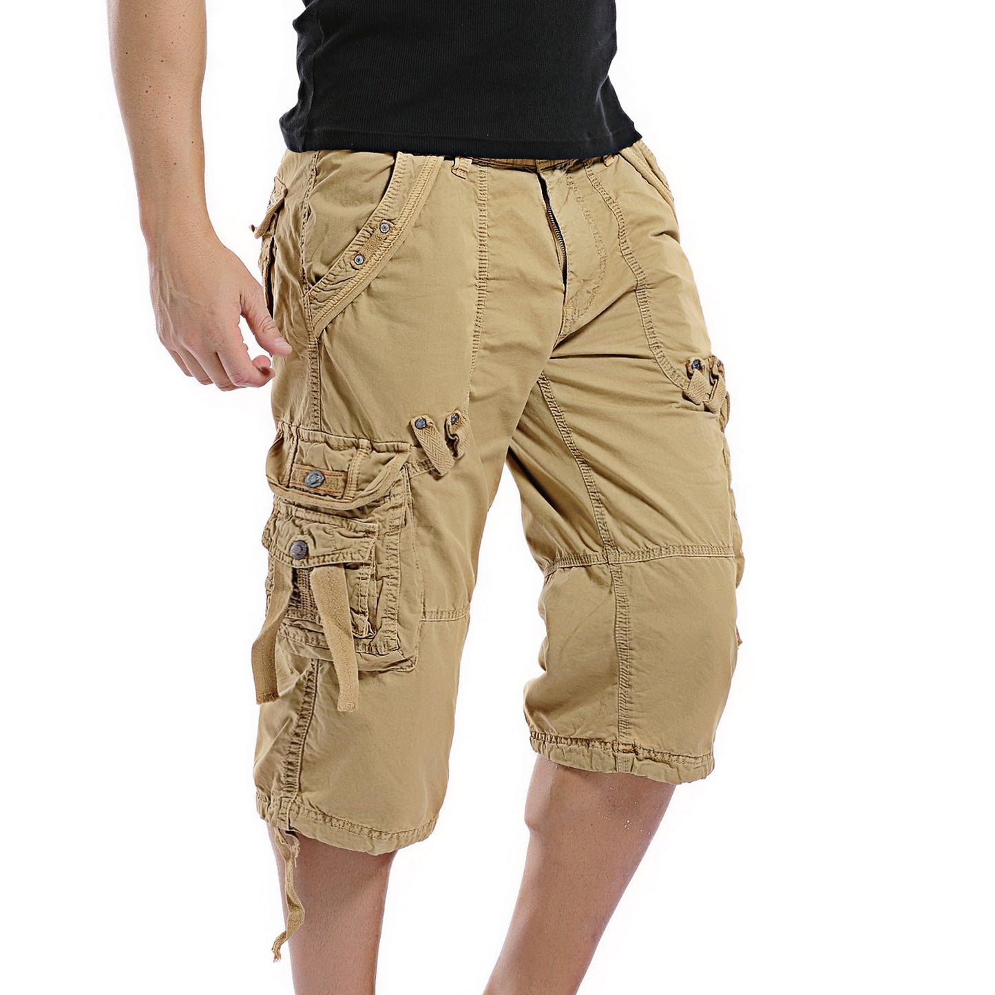 Pantaloncini cargo da uomo sotto il ginocchio con tasche multiple, pantaloncini lunghi Capri 3/4-5820