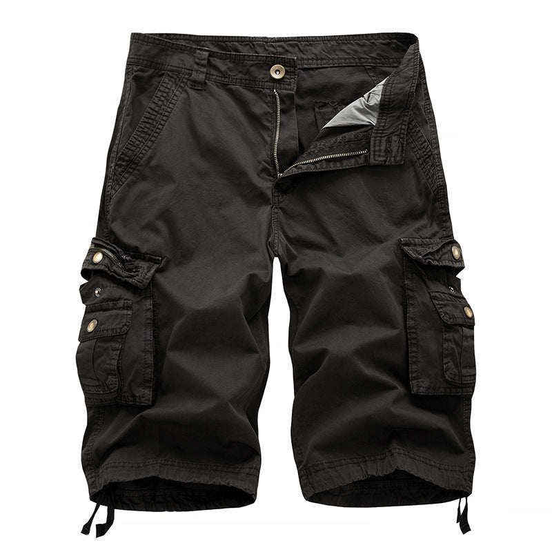 Pantaloncini cargo multitasche versatili in twill da uomo-A082