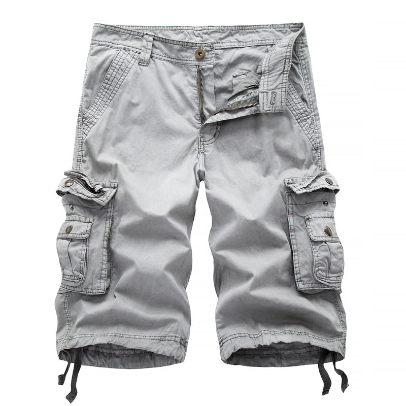 Pantaloncini cargo multitasche versatili in twill da uomo-A082
