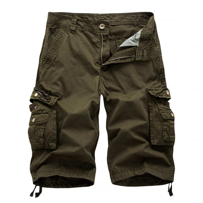 Pantaloncini cargo multitasche versatili in twill da uomo-A082