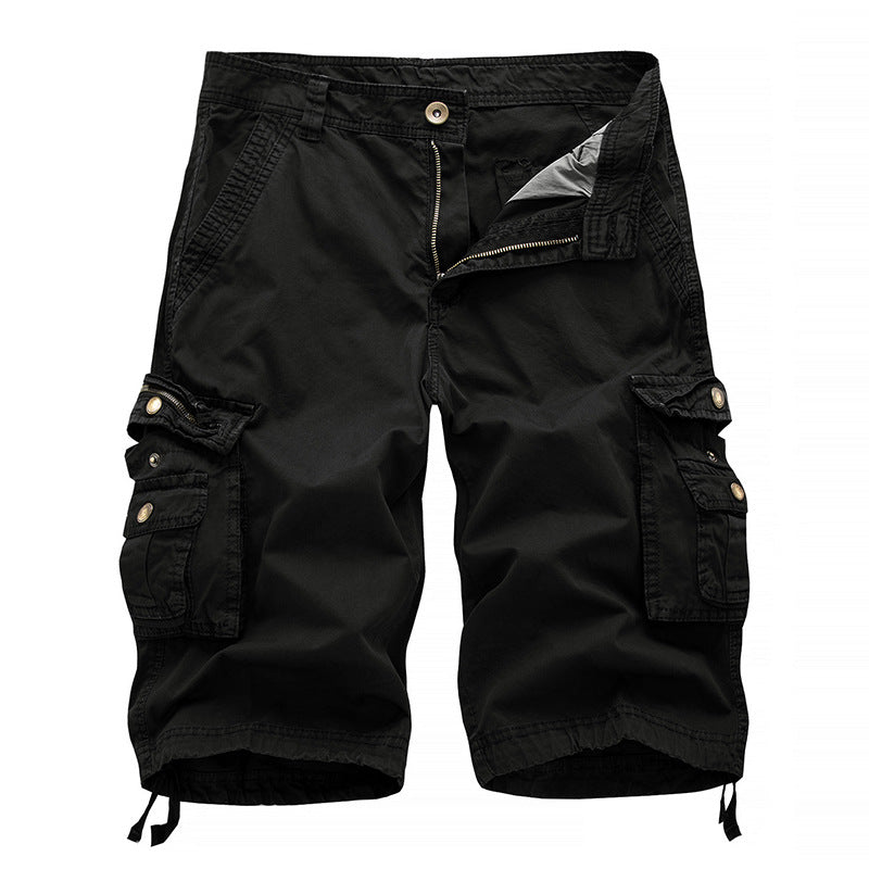 Pantaloncini cargo multitasche versatili in twill da uomo-A082