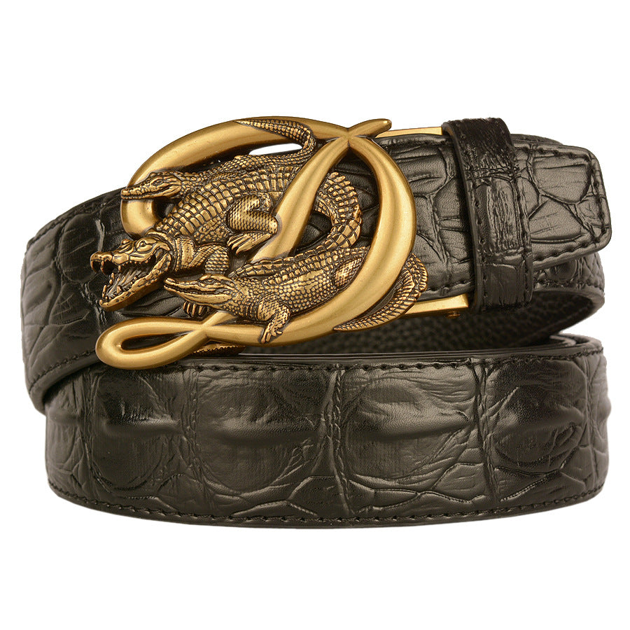 Ceinture en cuir véritable pour homme avec boucle automatique en alliage | TEY02