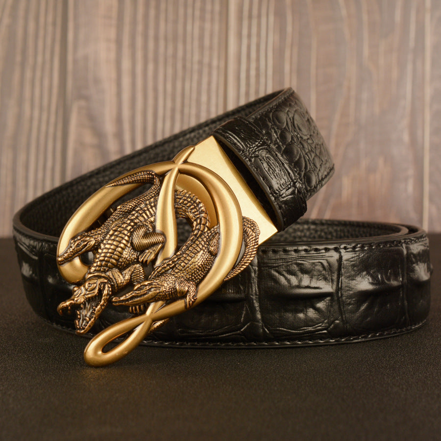 Ceinture en cuir véritable pour homme avec boucle automatique en alliage | TEY02