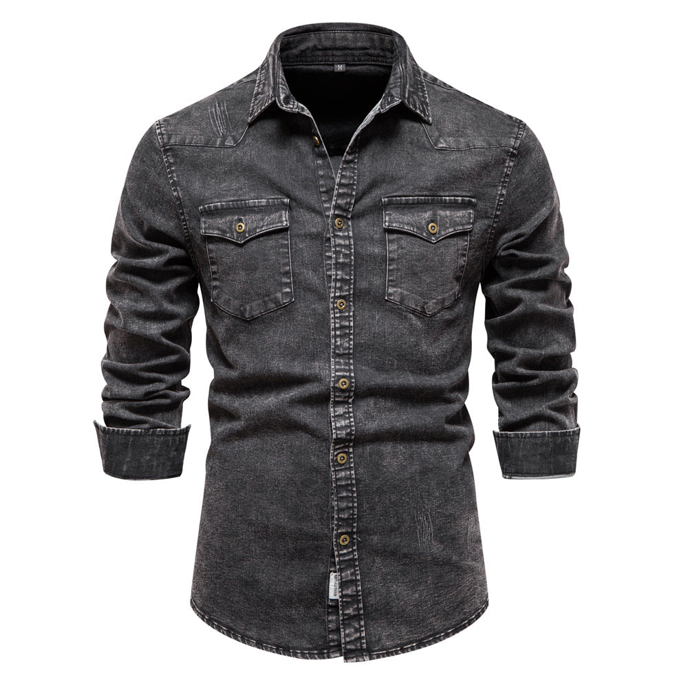 Camicie a maniche lunghe in denim leggero per uomo | 6012