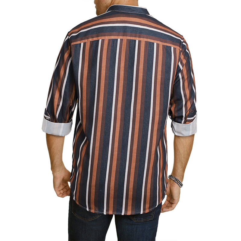 Camicie a righe a maniche lunghe casual da uomo con bottoni | MC255371