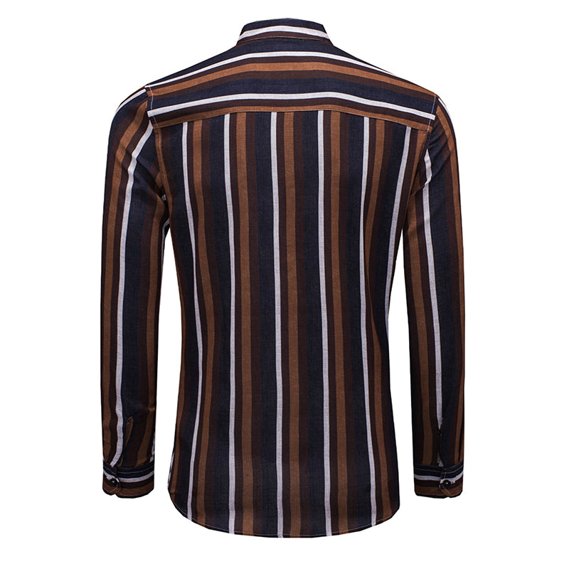Camicie a righe a maniche lunghe casual da uomo con bottoni | MC255371