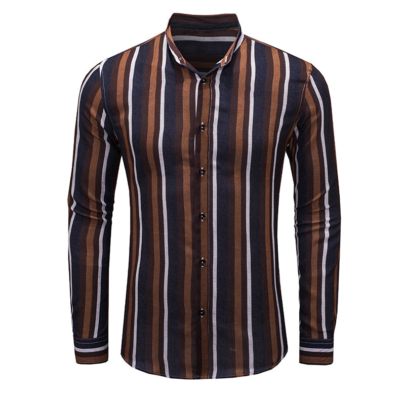 Camicie a righe a maniche lunghe casual da uomo con bottoni | MC255371