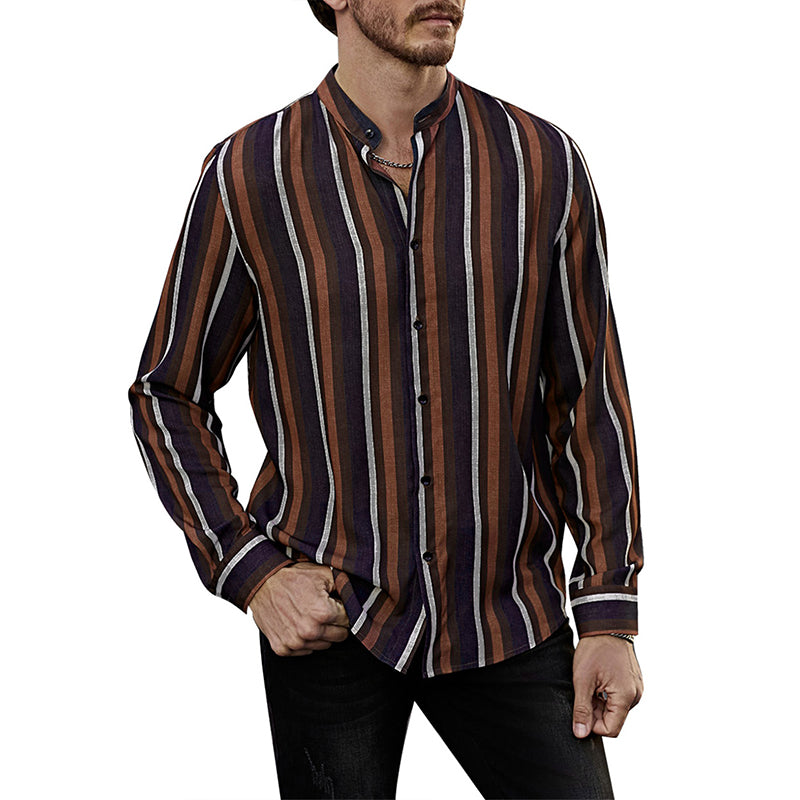 Camicie a righe a maniche lunghe casual da uomo con bottoni | MC255371