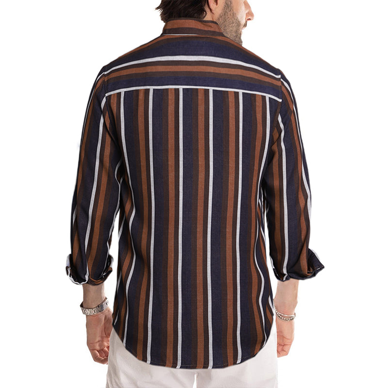 Camicie a righe a maniche lunghe casual da uomo con bottoni | MC255371