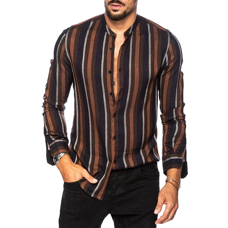 Camicie a righe a maniche lunghe casual da uomo con bottoni | MC255371