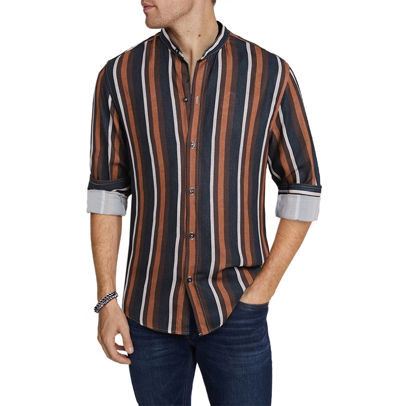 Camicie a righe a maniche lunghe casual da uomo con bottoni | MC255371