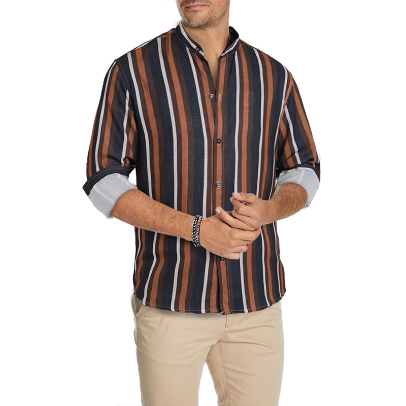 Camicie a righe a maniche lunghe casual da uomo con bottoni | MC255371