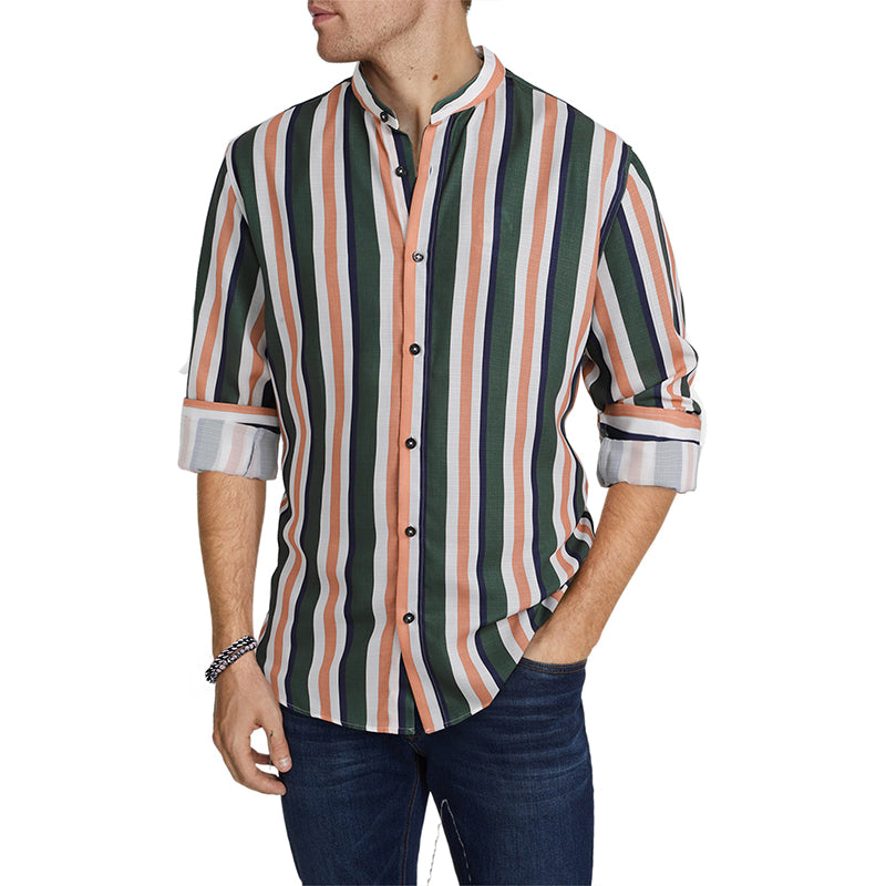 Camicie a righe a maniche lunghe casual da uomo con bottoni | MC255371