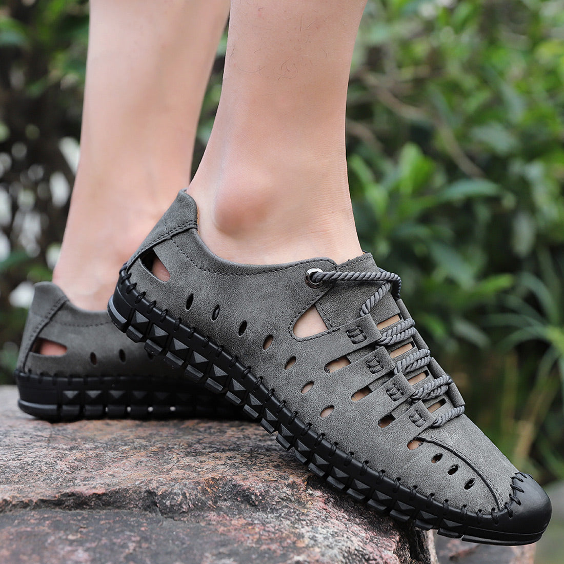 Chaussures d'été décontractées et respirantes en cuir faites à la main pour hommes | 8808