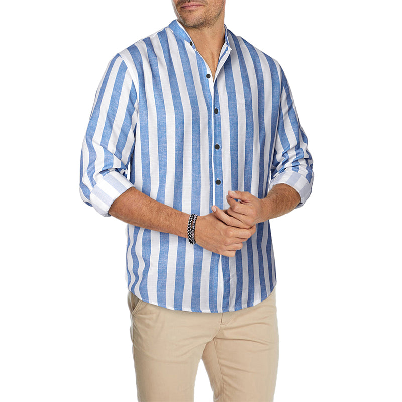 Camicie a righe a maniche lunghe casual da uomo con bottoni | MC255371