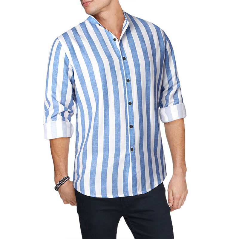 Camicie a righe a maniche lunghe casual da uomo con bottoni | MC255371