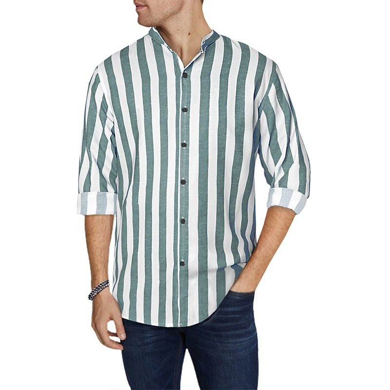 Camicie a righe a maniche lunghe casual da uomo con bottoni | MC255371