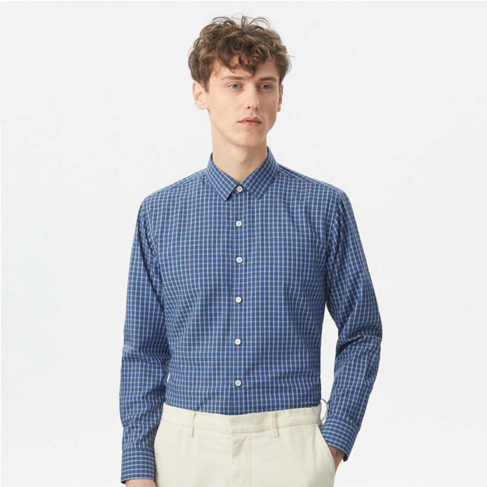 Men Thin Plaid Cotton Casual Slim Fit Long Sleeve Button Down Dress Shirts Spring Summer | MC-2228