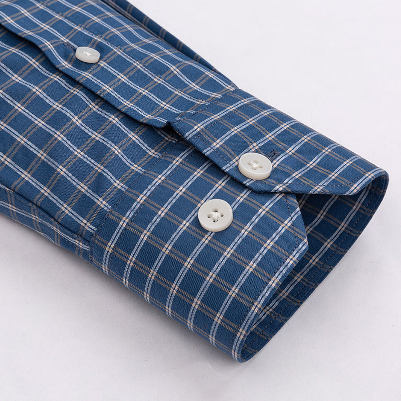 Men Thin Plaid Cotton Casual Slim Fit Long Sleeve Button Down Dress Shirts Spring Summer | MC-2228