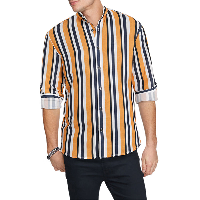Camicie a righe a maniche lunghe casual da uomo con bottoni | MC255371