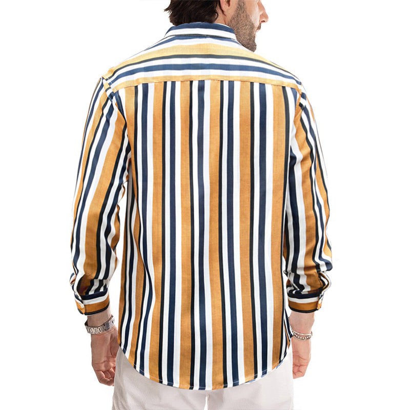 Camicie a righe a maniche lunghe casual da uomo con bottoni | MC255371