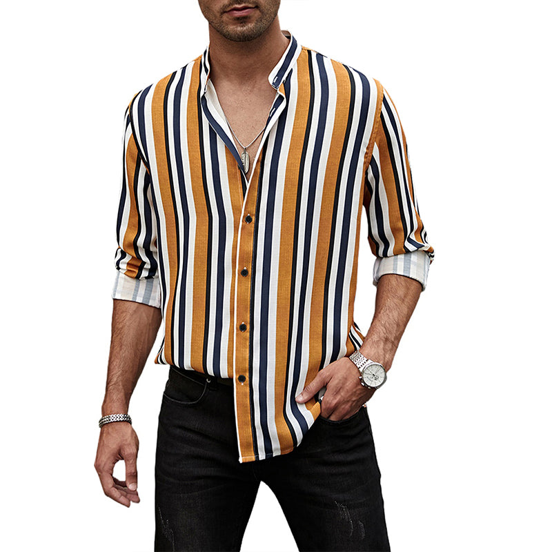 Camicie a righe a maniche lunghe casual da uomo con bottoni | MC255371