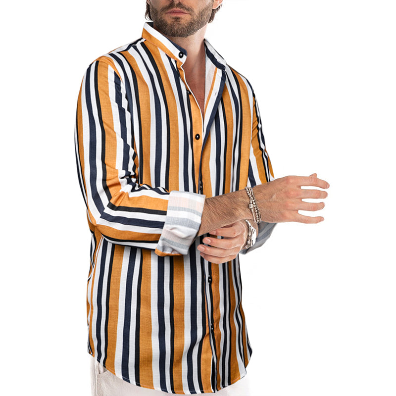 Camicie a righe a maniche lunghe casual da uomo con bottoni | MC255371