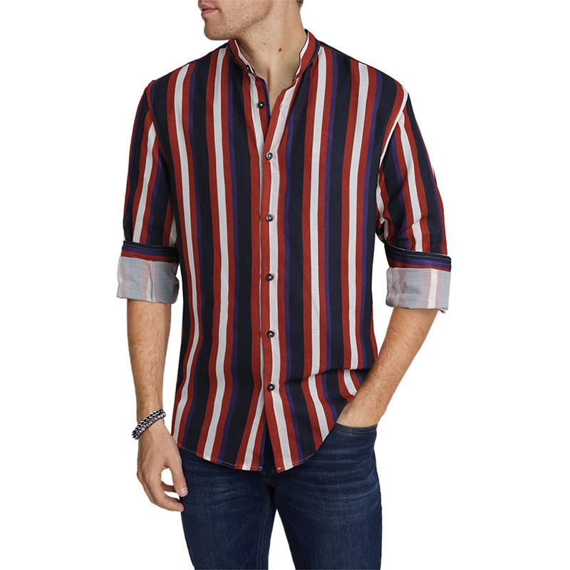 Camicie a righe a maniche lunghe casual da uomo con bottoni | MC255371