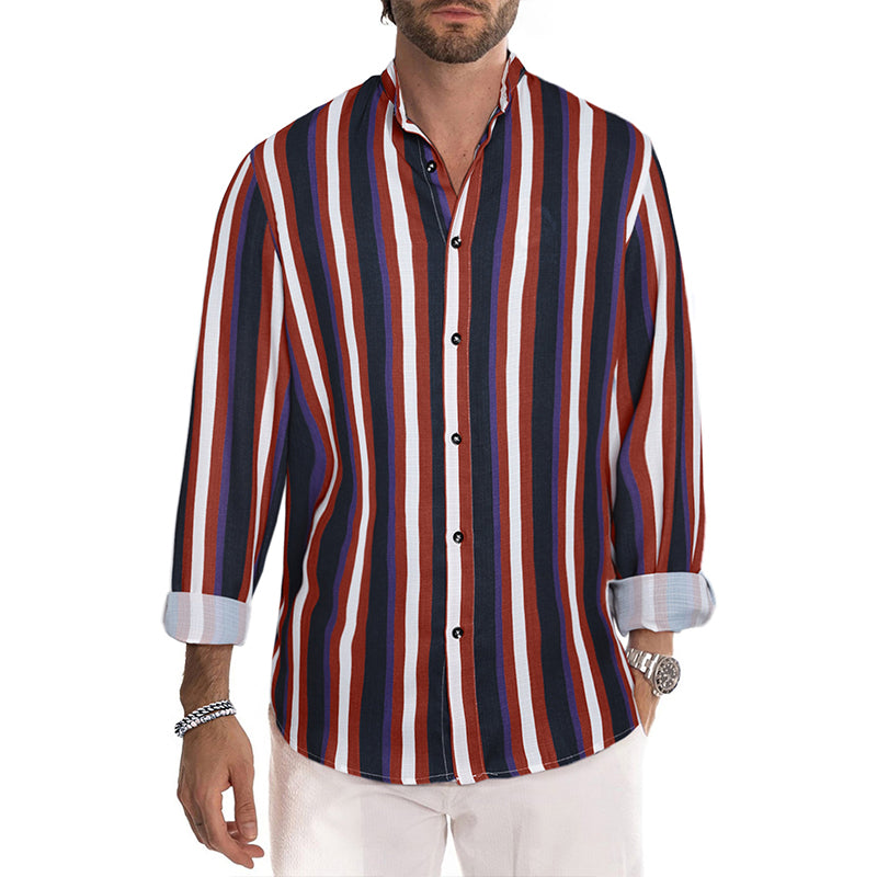 Camicie a righe a maniche lunghe casual da uomo con bottoni | MC255371