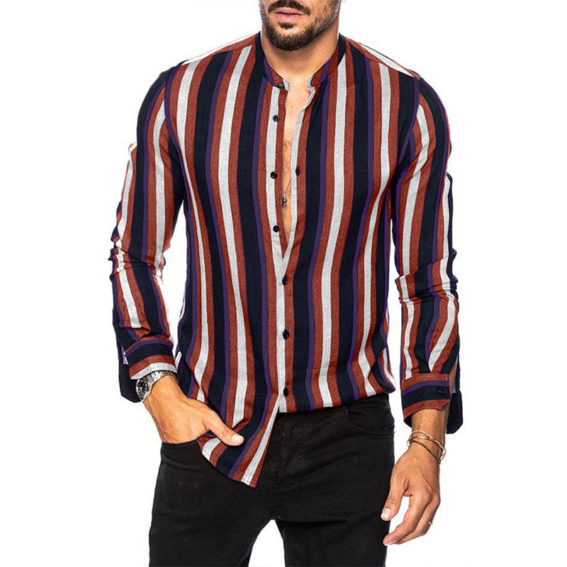 Camicie a righe a maniche lunghe casual da uomo con bottoni | MC255371