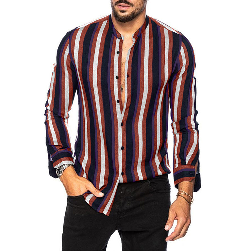 Camicie a righe a maniche lunghe casual da uomo con bottoni | MC255371
