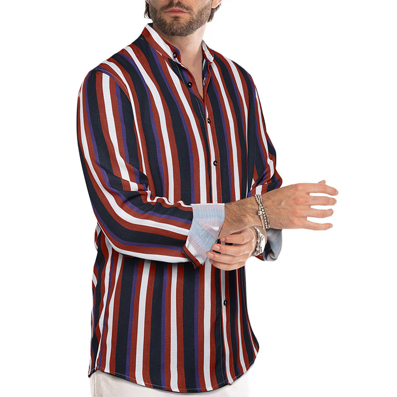 Camicie a righe a maniche lunghe casual da uomo con bottoni | MC255371
