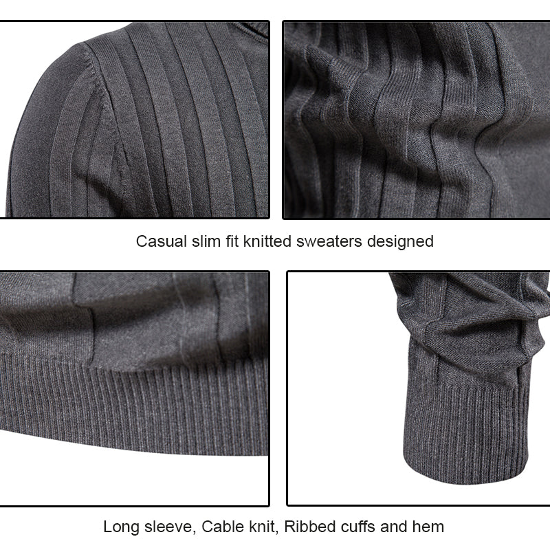 Pull à col roulé en tricot à rayures verticales pour hommes-SW28