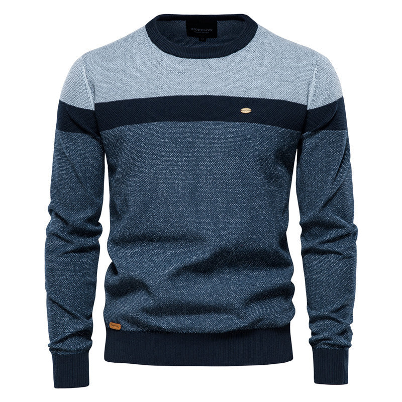 Sweat-shirt décontracté à col ras du cou et à rayures pour hommes - Y137