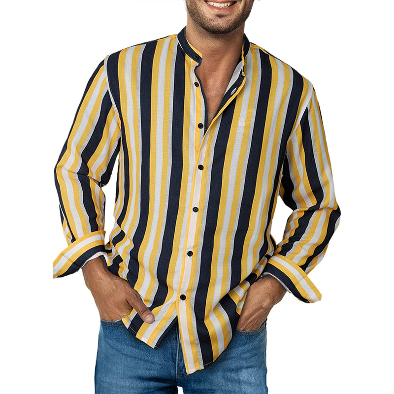 Camicie a righe a maniche lunghe casual da uomo con bottoni | MC255371