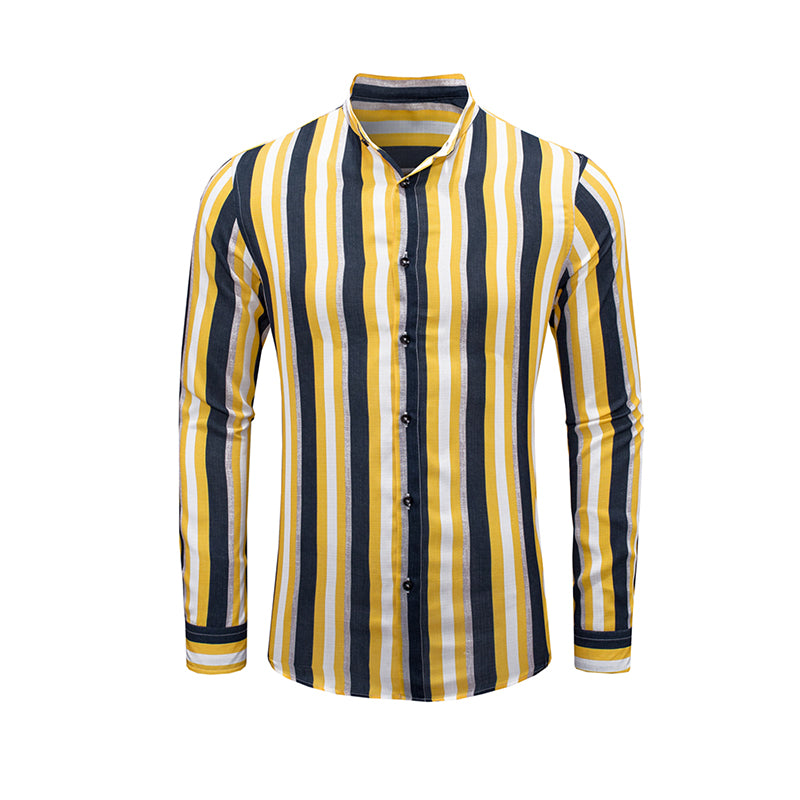 Camicie a righe a maniche lunghe casual da uomo con bottoni | MC255371