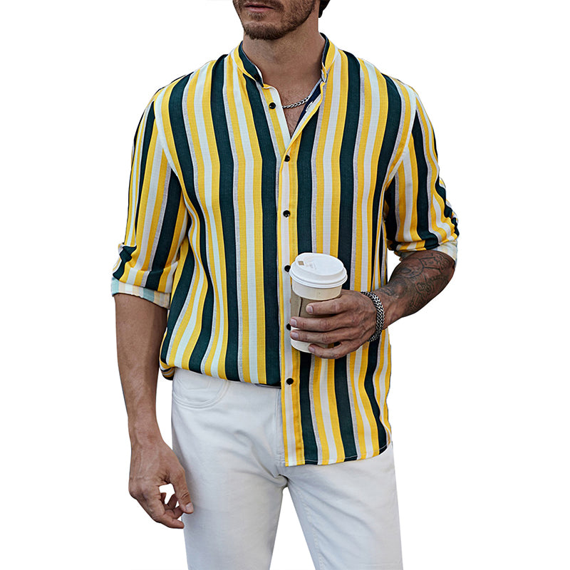 Camicie a righe a maniche lunghe casual da uomo con bottoni | MC255371