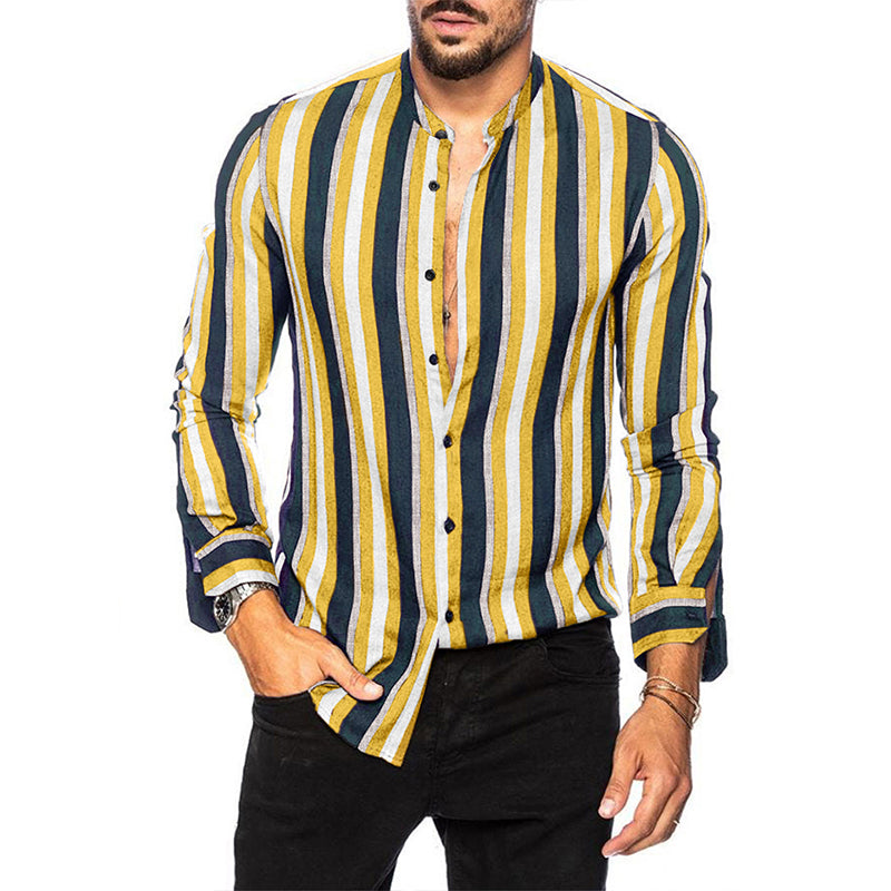 Camicie a righe a maniche lunghe casual da uomo con bottoni | MC255371