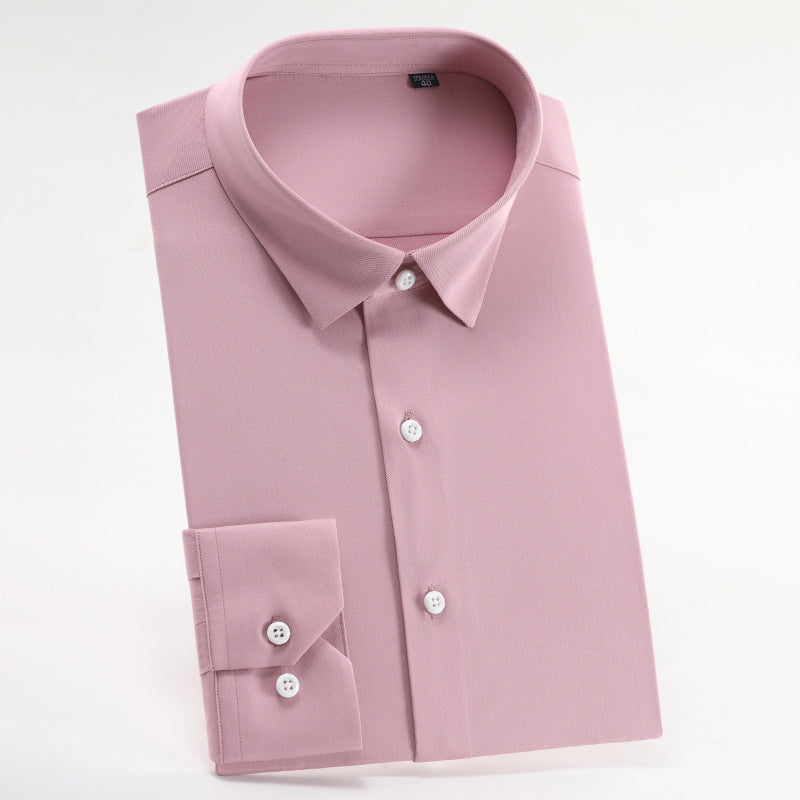 Men's Spring Bamboo Fibre Solid Slim Fit Long Button Up Shirts | ZXW1