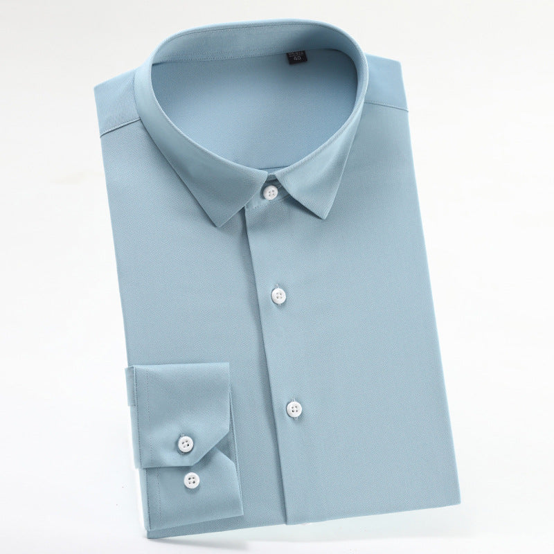 Men's Spring Bamboo Fibre Solid Slim Fit Long Button Up Shirts | ZXW1