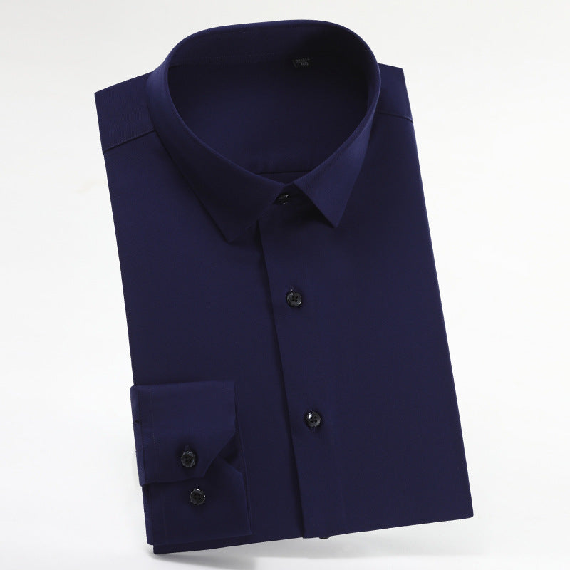 Men's Spring Bamboo Fibre Solid Slim Fit Long Button Up Shirts | ZXW1