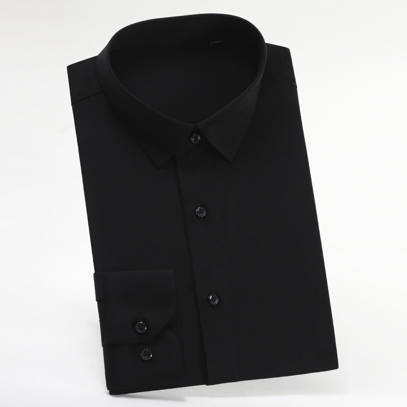 Men's Spring Bamboo Fibre Solid Slim Fit Long Button Up Shirts | ZXW1