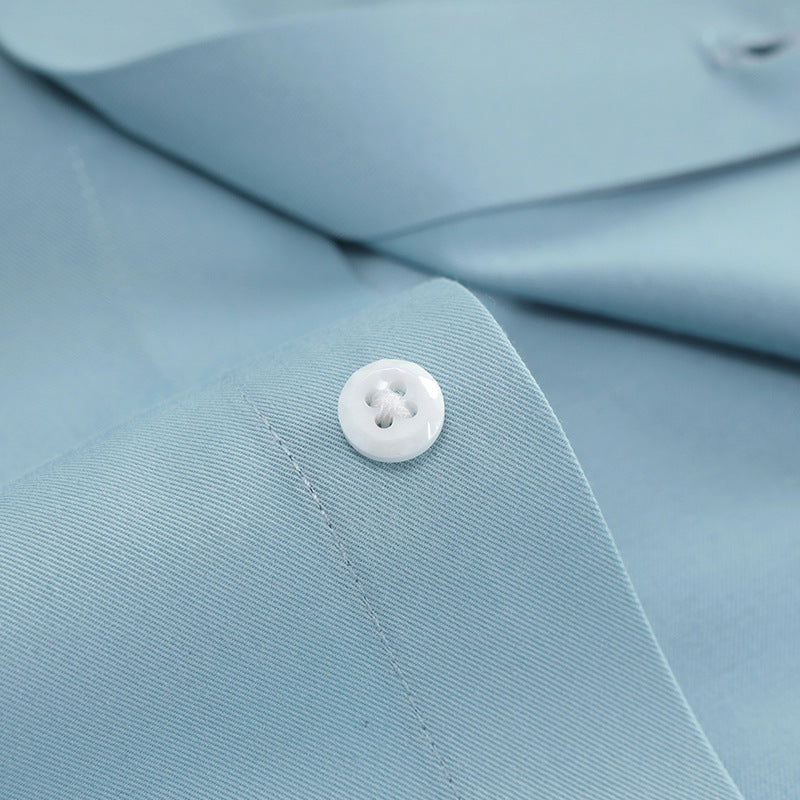 Men's Spring Bamboo Fibre Solid Slim Fit Long Button Up Shirts | ZXW1