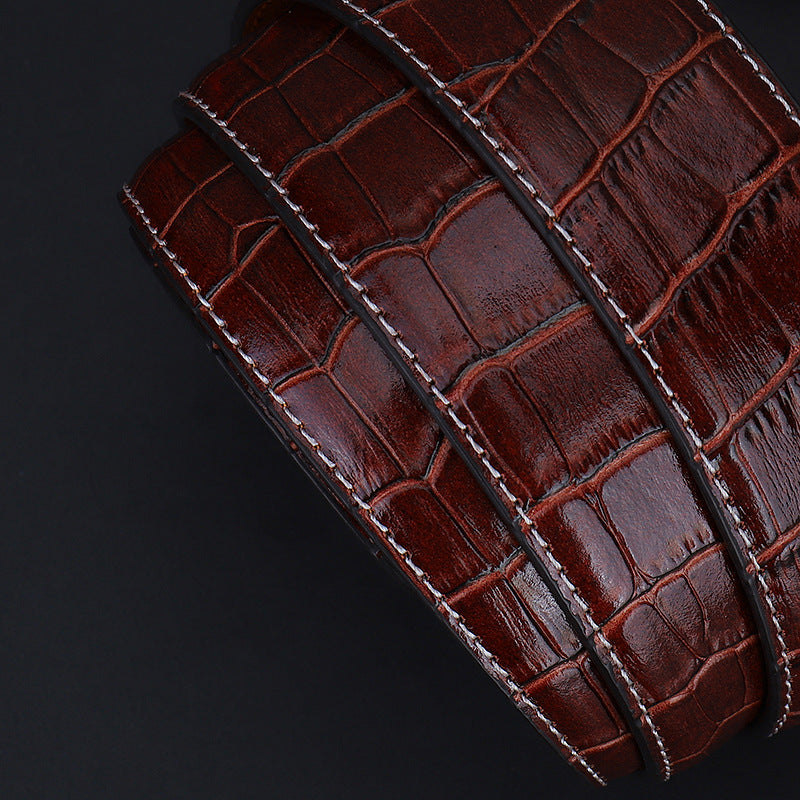 Men's Croc Style Real Leather Ratchet Belt For Jeans Casual Trouser & Suits - Available in Waist Size 28” - 46”